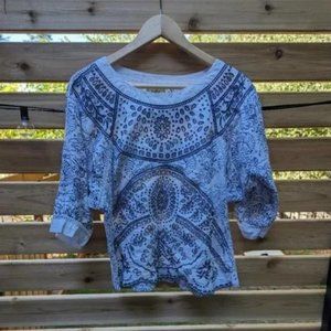 Maeve blue and white eyelet blouse Medium